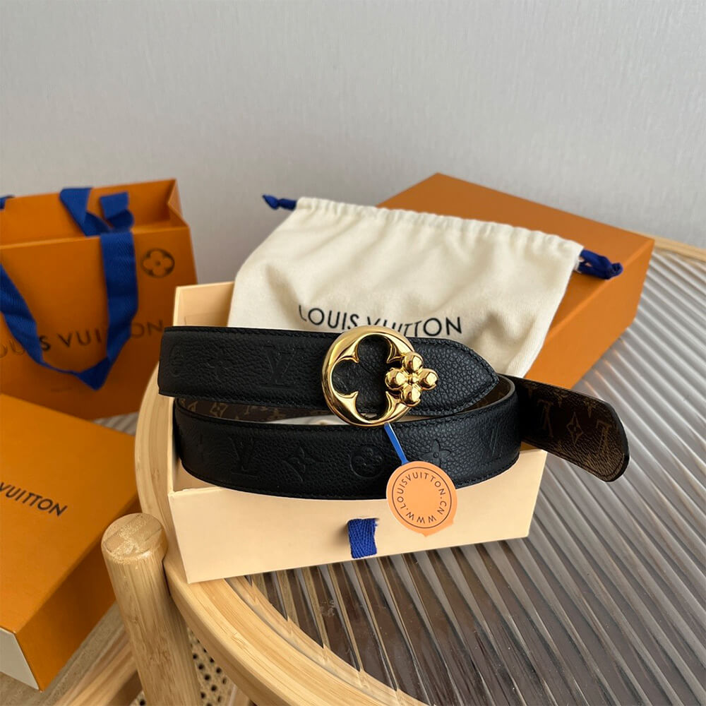 LV Flowergram Round 30mm Reversible Belt