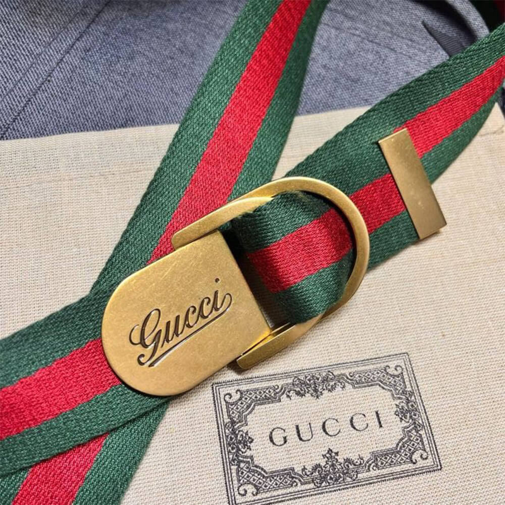Gvc*1 Web Wide Belt With Script Buckle Original Gg Fabric