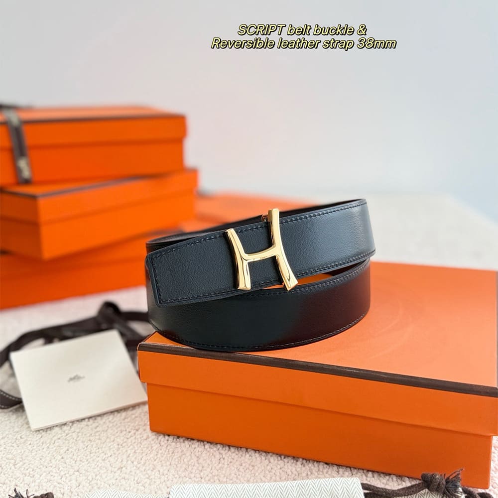 H**me5 Script belt buckle & Reversible leather strap 38 mm