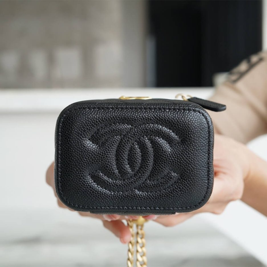 Ch**el small gold ball makeup bag