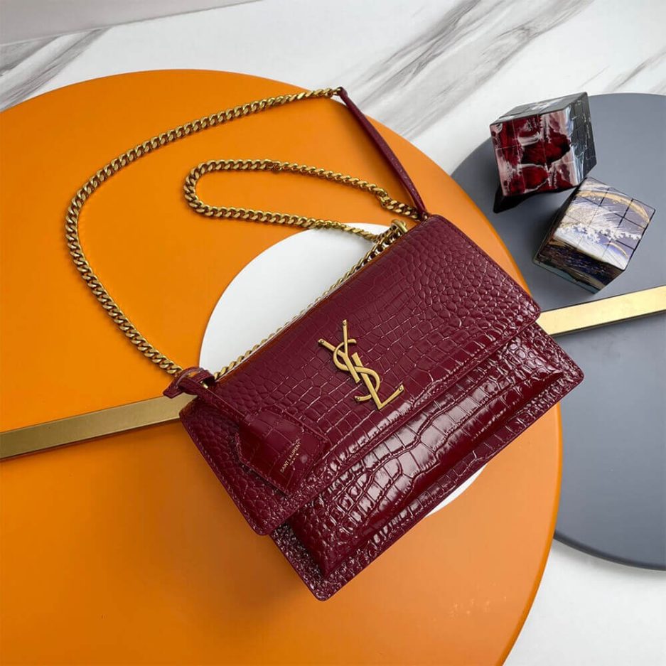 Y51 Crocodile-embossed leather SUNSET Medium