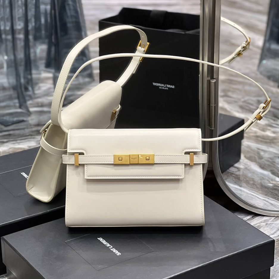 MANHATTAN SMALL SHOULDER BAG IN BOX Sa1nt Lau*nt LEATHER