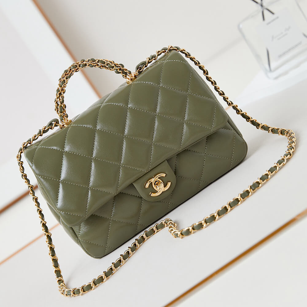 Ch**el Flap Bag with Top Handle