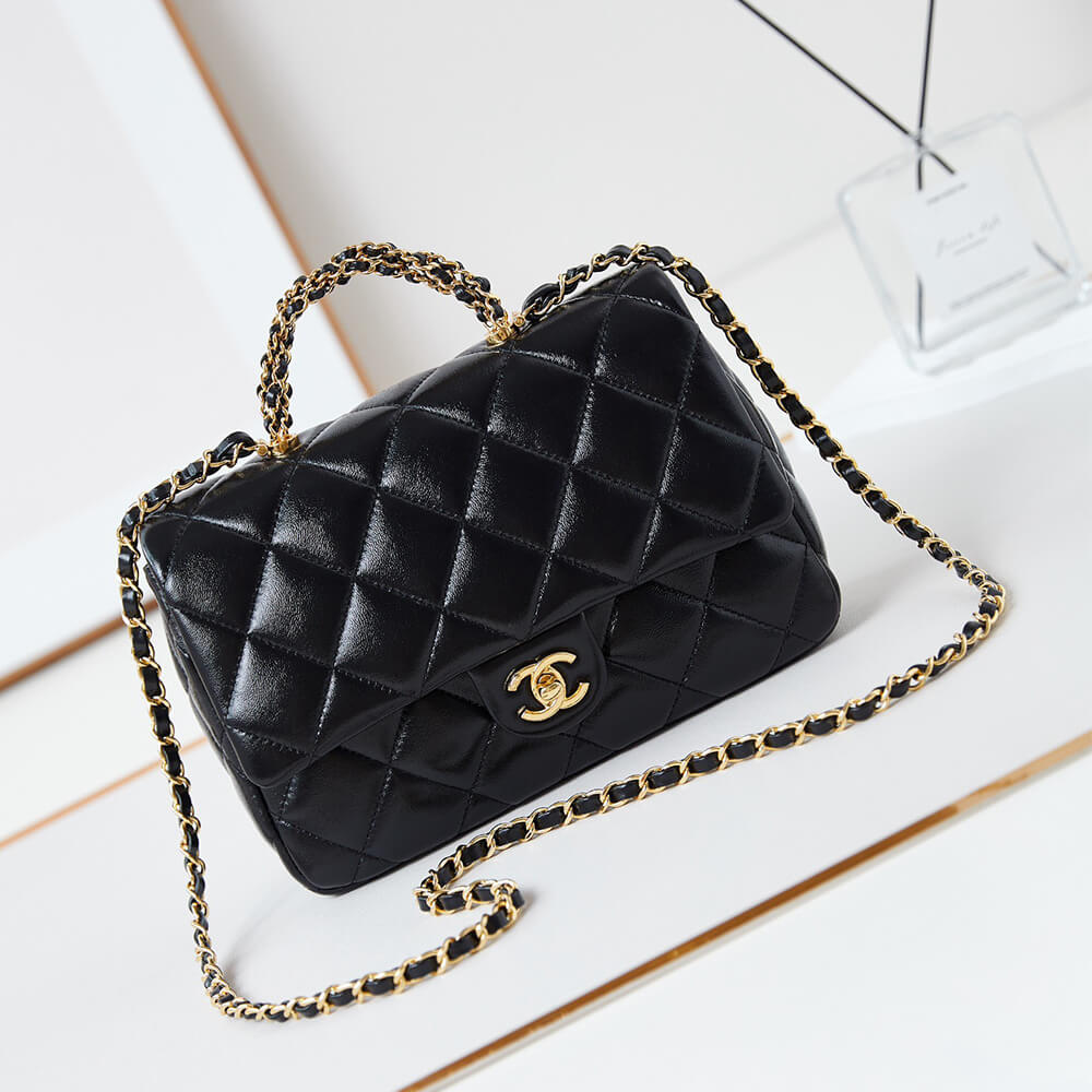 Ch**el Flap Bag with Top Handle