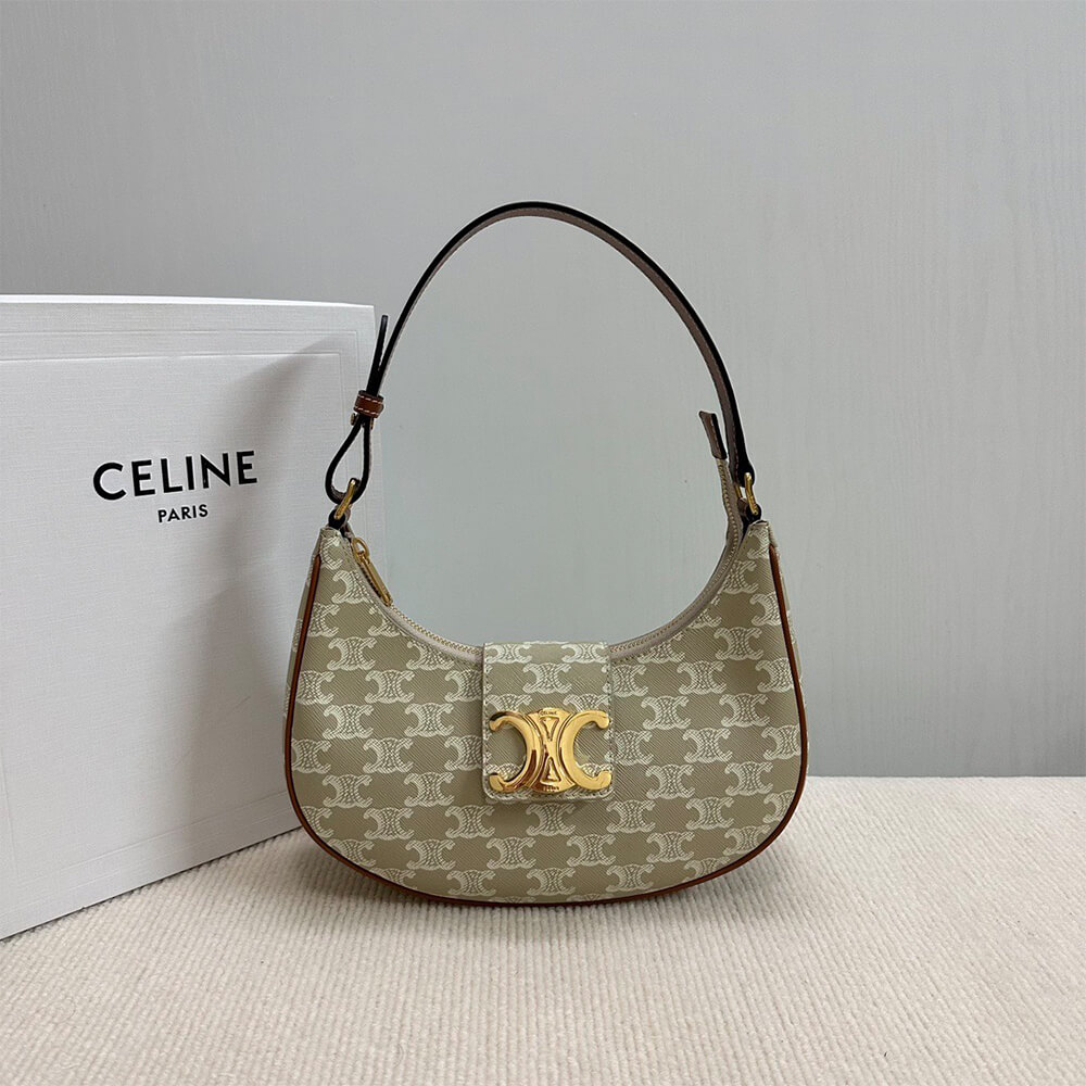 Ce1i*e MEDIUM AVA TRIOMPHE BAG in Triomphe Canvas and calfskin