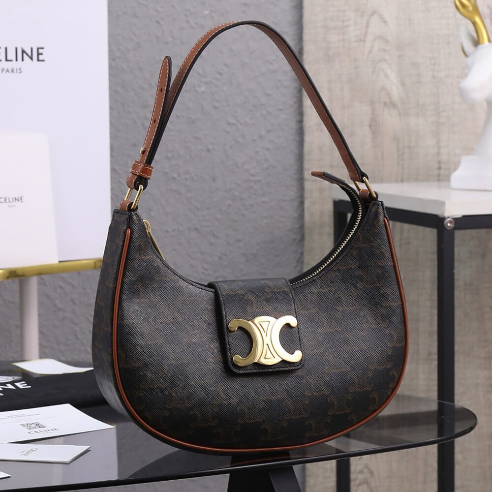 Ce1i*e MEDIUM AVA TRIOMPHE BAG in Triomphe Canvas and calfskin